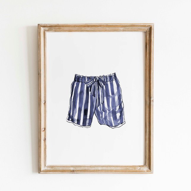 Vintages Navy Strick Swim Trunks Poster (Von Creator hochgeladen)