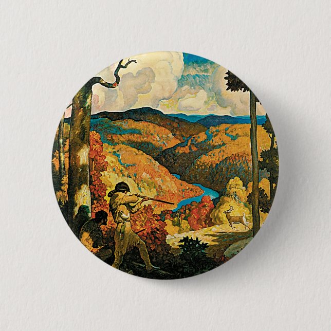 Vintages NC Wyeth Travel Poster in Old Kentucky Button (Vorderseite)