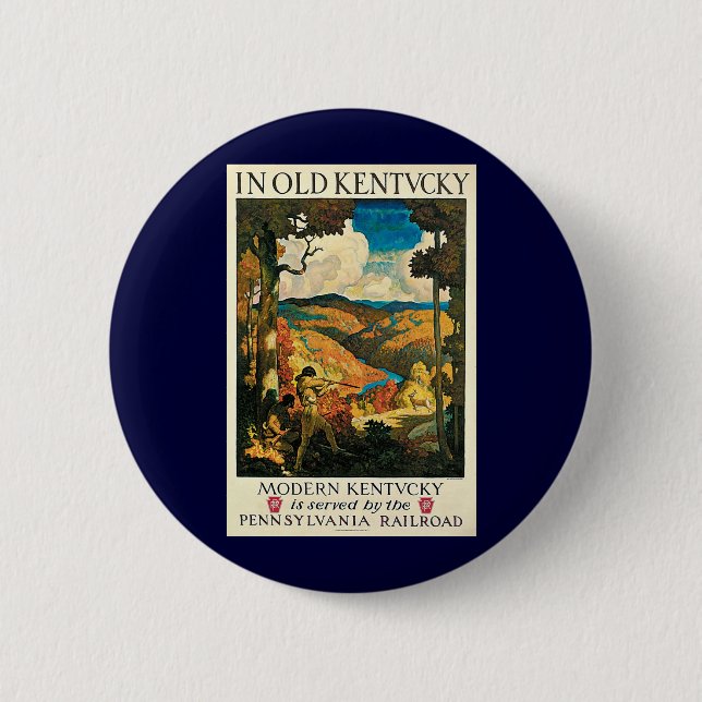 Vintages NC Wyeth Travel Poster in Old Kentucky Button (Vorderseite)
