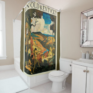 Vintages NC Wyeth Travel Poster in Old Kentucky Duschvorhang