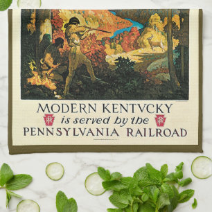 Vintages NC Wyeth Travel Poster in Old Kentucky Geschirrtuch