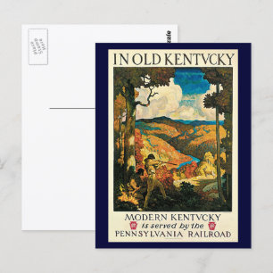Vintages NC Wyeth Travel Poster in Old Kentucky Postkarte