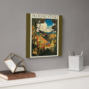 Vintages NC Wyeth Travel Poster in Old Kentucky Quadratische Wanduhr