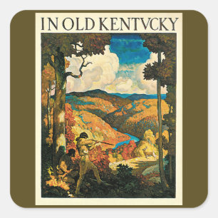 Vintages NC Wyeth Travel Poster in Old Kentucky Quadratischer Aufkleber