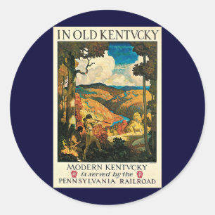 Vintages NC Wyeth Travel Poster in Old Kentucky Runder Aufkleber