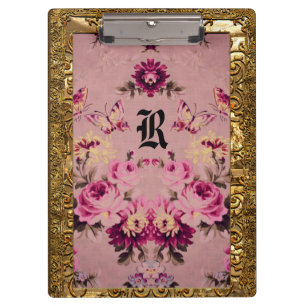 Vintages Nector Floral Eleganmonogramm Klemmbrett