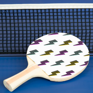 Vintages Neon-Blitz-Muster Tischtennis Schläger