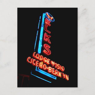 Vintages Neon Sign, Elks Club in Berwyn Il. Postkarte
