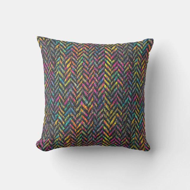 Vintages Neonenherringbone Kissen (Vorderseite)