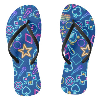 Vintages Neonlichtmuster der 80er Jahre 01 Blue BG Flip Flops
