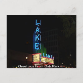 Vintages Neonzeichen, Seebecken, Eichenpark Il. Postkarte