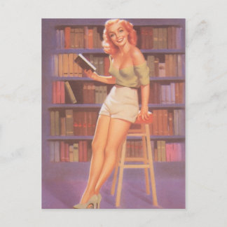 Vintages Nerdie Button Up Girl Postkarte
