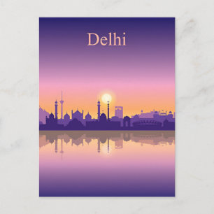 Vintages Neu-Delhi, Indien Reisen Aquarelltonretro Postkarte