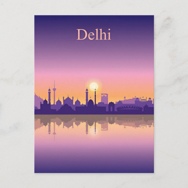 Vintages Neu-Delhi, Indien Reisen Aquarelltonretro Postkarte (Vorderseite)
