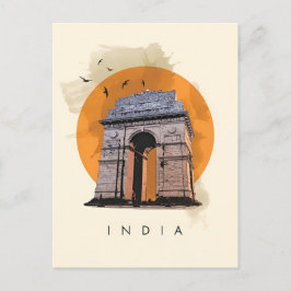 Vintages Neu-Delhi, Indien Reisen Aquarelltonretro Postkarte