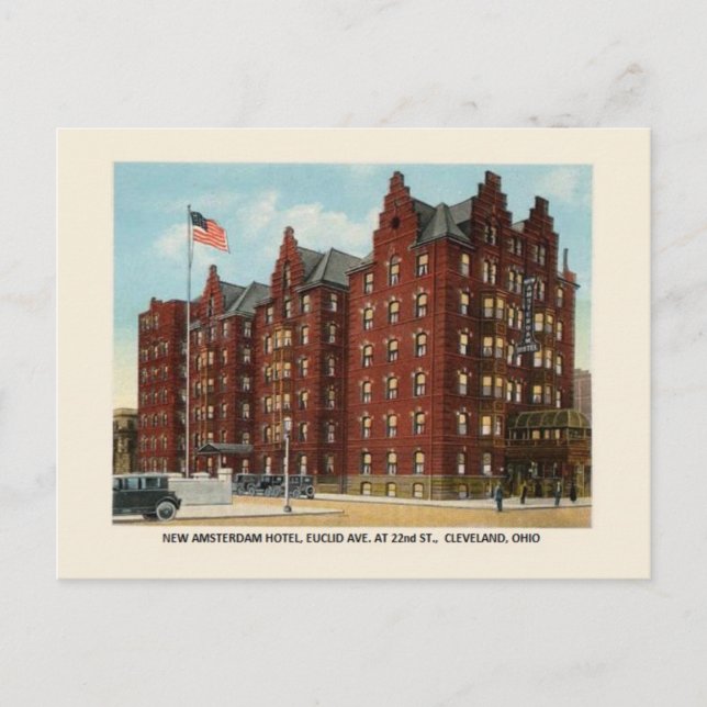 Vintages neues Amsterdam Hotel Cleveland OH Postca Postkarte (Vorderseite)