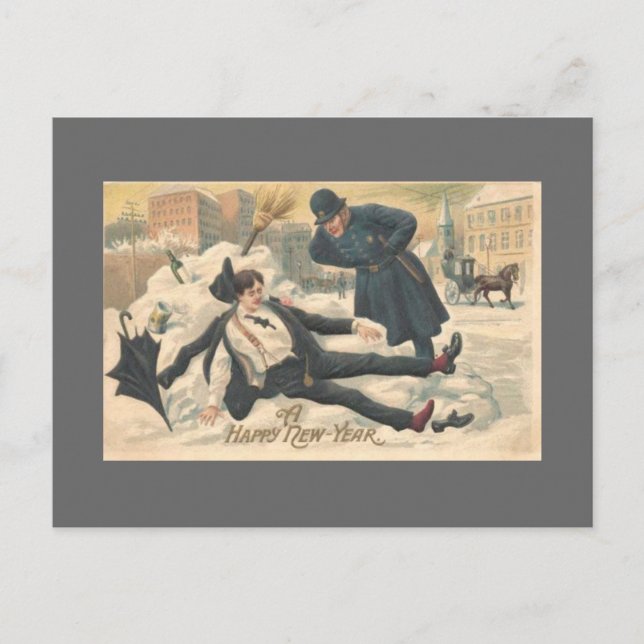 Vintages neues Jahr Feiertagspostkarte (Vorderseite)