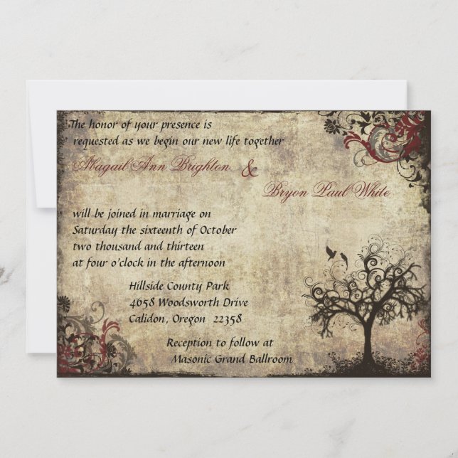 Vintages neues Leben Hochzeit im Wein Einladung (Vorderseite)