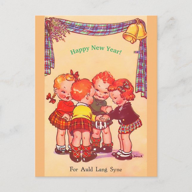 Vintages Neujahr 1940 Niedlich Vereinigtes Königre Postkarte (Vorderseite)