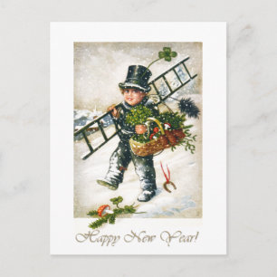 Vintages Neujahr Schimneysweep Boy Feiertagspostkarte