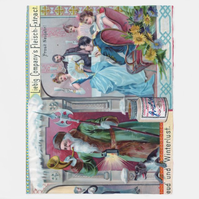 Vintages Neujahrsfest: Liebig-Werbung Fleecedecke (Vorderseite)