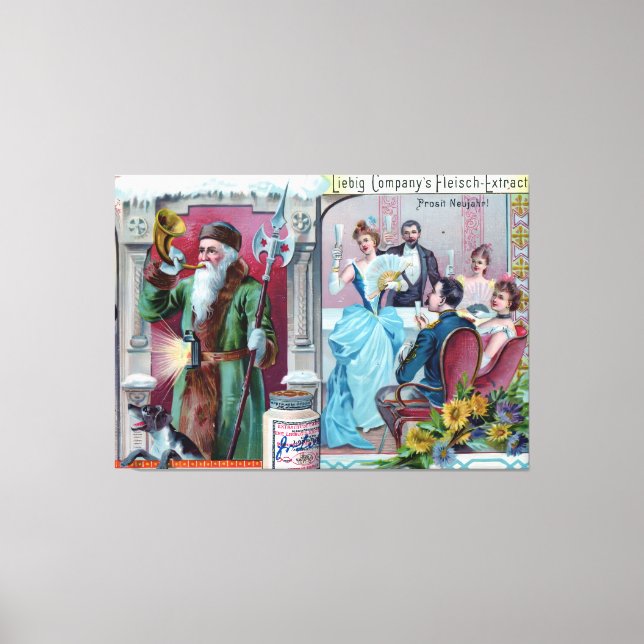 Vintages Neujahrsfest: Liebig-Werbung Leinwanddruck (Vorderseite)