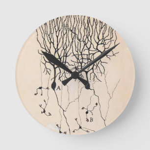 Vintages Neuron Zeichnend von Santiago Ramón y Ca Runde Wanduhr