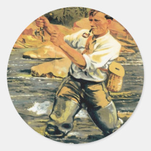 Vintages Neuseeland-Fischen Runder Aufkleber