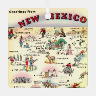Vintages New Mexico Map Ornament Aus Metall