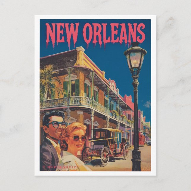 Vintages New Orleans Französisches Viertel Reisen Postkarte (Vorderseite)