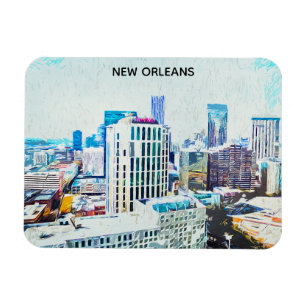 Vintages New Orleans Louisiana Silhouette Magnet