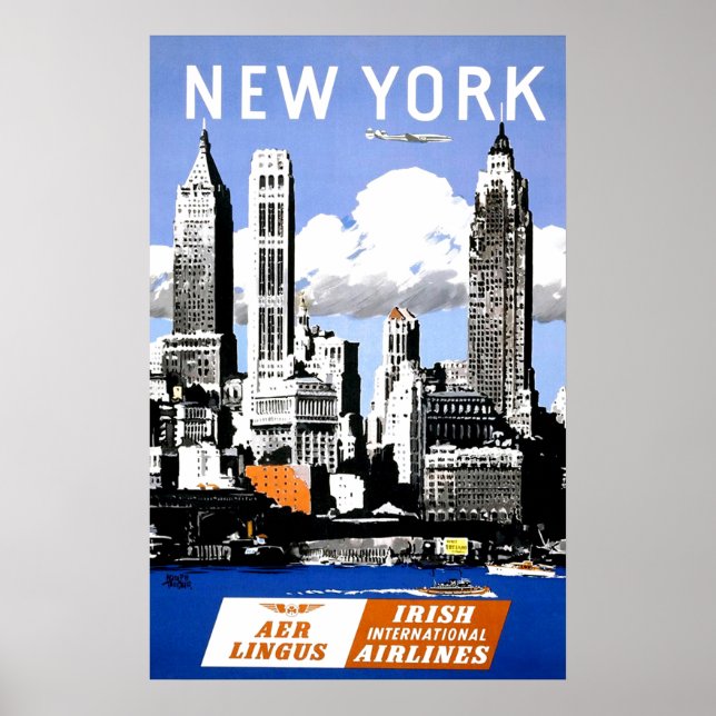 Vintages New York City Air Travel Poster (Vorne)