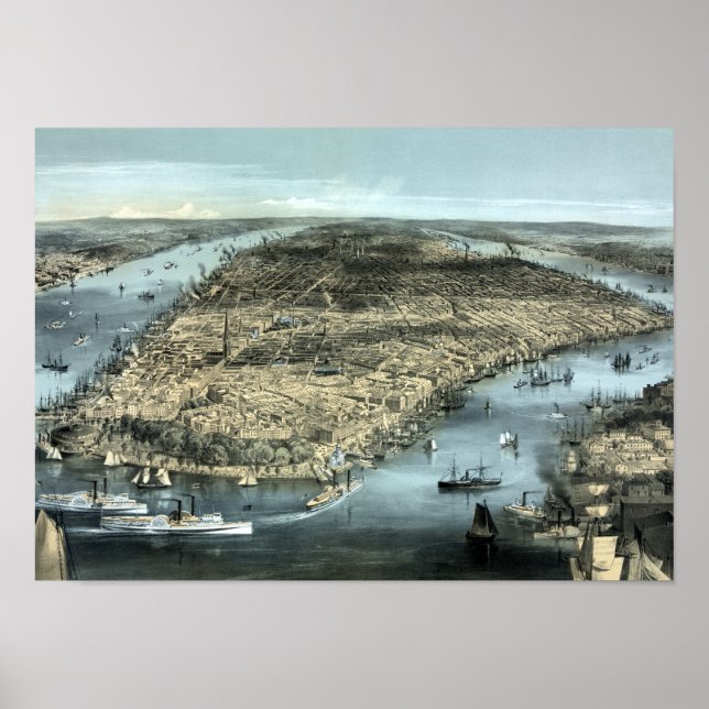 Vintages New York City Circa 1850 Poster (Vorne)