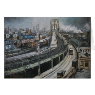 Vintages New York City, das Brooklyn-Brücke malt