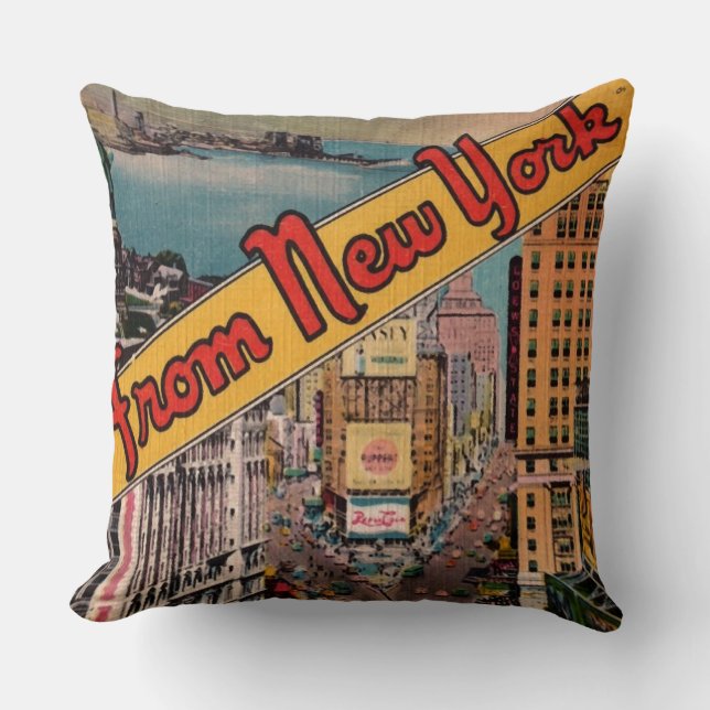Vintages New York City Throw Kissen (Vorderseite)