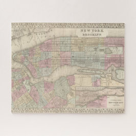 Vintages New York City und Brooklyn Map Puzzle