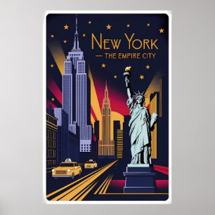 Vintages New York - Empire State & Liberty Poster