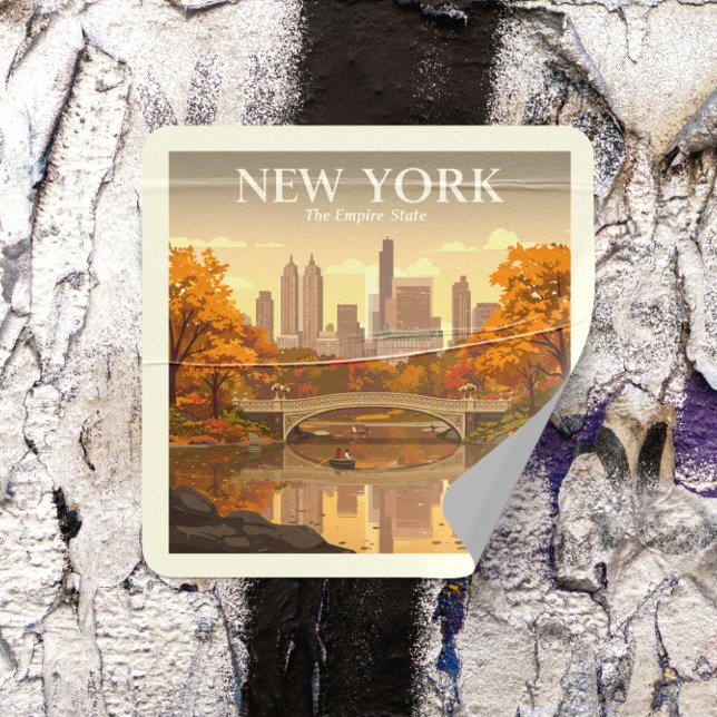 Vintages New York Quadratischer Aufkleber (Von Creator hochgeladen)