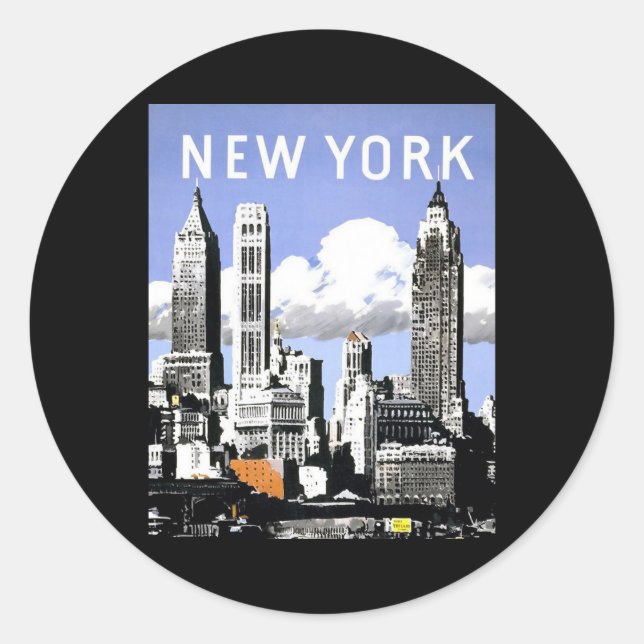 Vintages New York Runder Aufkleber (Vorderseite)