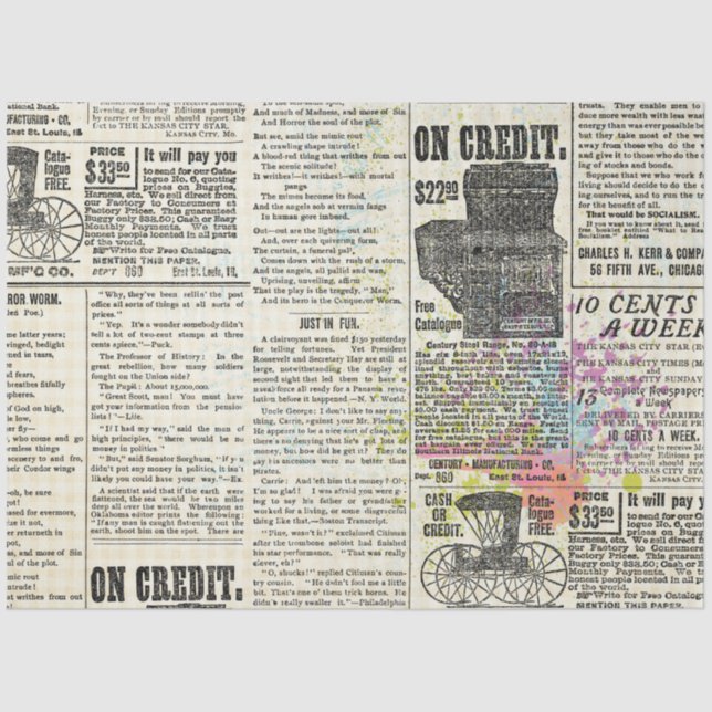 Vintages News Paper 20x30 Dekoupage Tissue Seidenpapier (Vorderseite)
