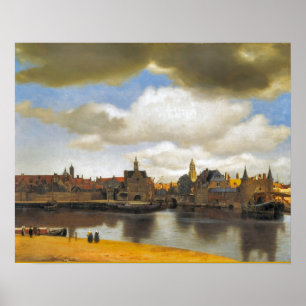 Vintages niederländisches Bild, Vermeer, Ansicht Poster