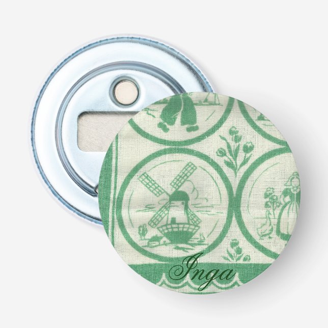 Vintages niederländisches Küchen-Tuch Flaschenöffner (Vorderseite)