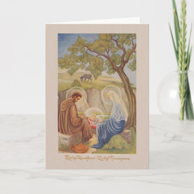 Vintages niederländisches Weihnachts-und neues Feiertagskarte (Vorderseite)