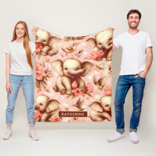 Vintages Niedliches Baby Elephant Muster Fleecedecke