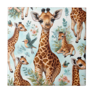 Vintages Niedliches Baby Giraffe Muster Fliese