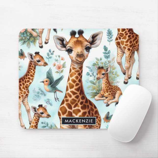 Vintages Niedliches Baby Giraffe Muster Mousepad (Mit Mouse)