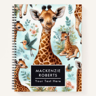 Vintages Niedliches Baby Giraffe Muster Notizbuch
