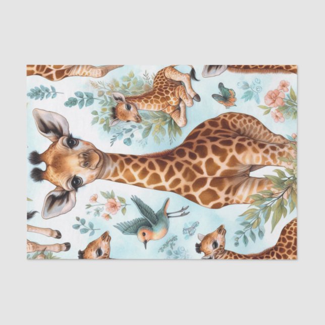 Vintages Niedliches Baby Giraffe Muster Seidenpapier (Vorderseite)