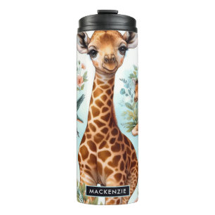 Vintages Niedliches Baby Giraffe Muster Thermosbecher