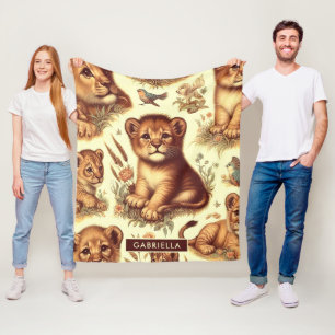 Vintages Niedliches Baby Lion Pattern Fleecedecke